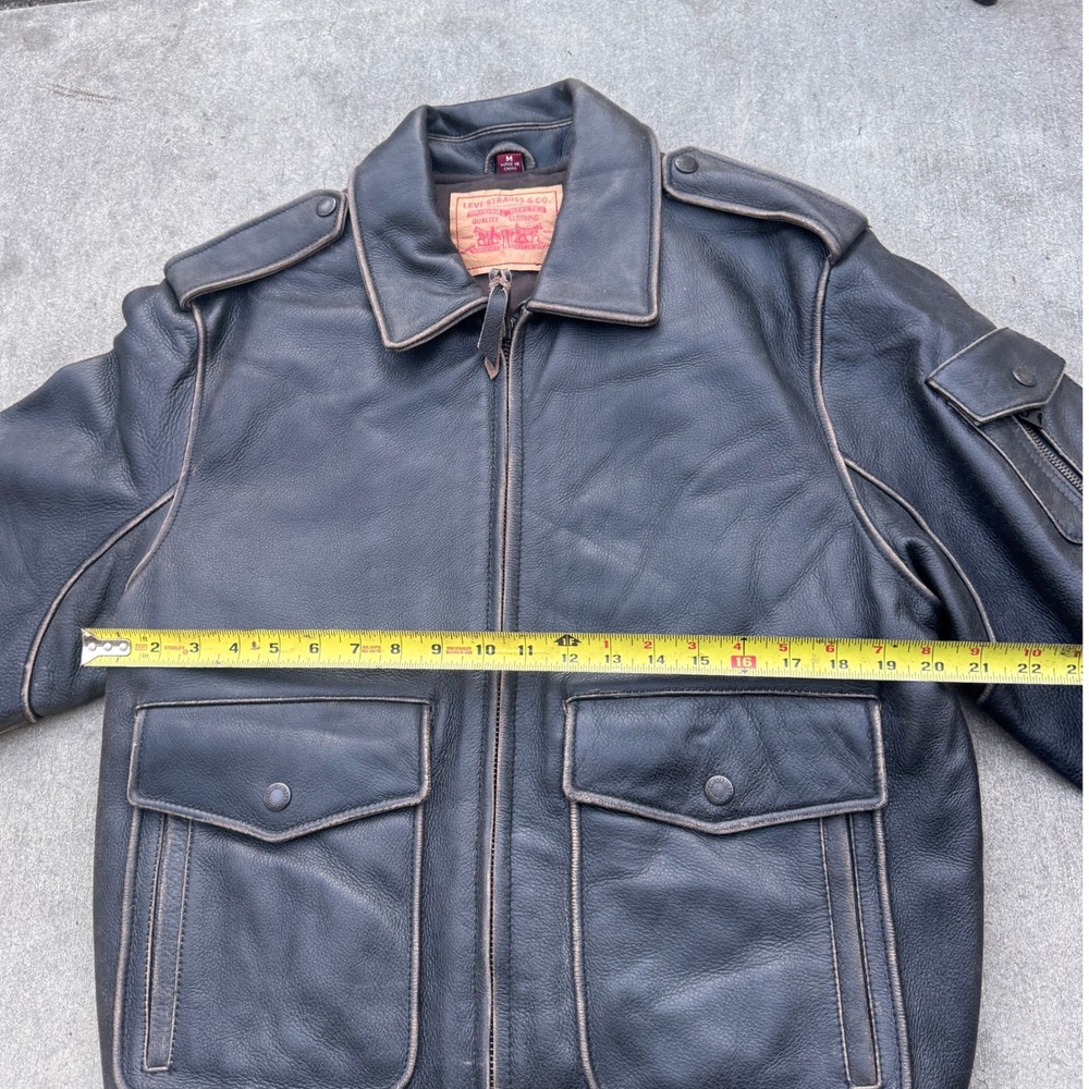 Vintage Levi Strauss Mens Leather Bomber Flight Jacket Brown Size M NWOT - Picture 5 of 8